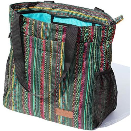ESVAN Original Floral Tote Bag Large Shoulder Bag with Multi Pockets for Gym Travel Beach Daily Bags