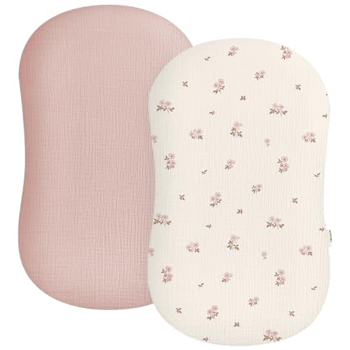 Muslin Baby Lounger Cover 2 Pack, Soft Breathable Newborn Lounger Pillow Cover for Boys Girls Infant (Vintage Blossom)