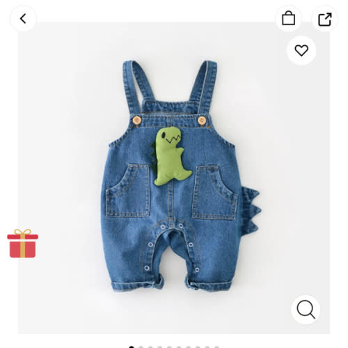Baby 3D Dinosaur Denim Overalls