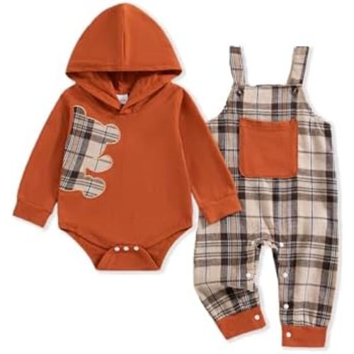 NZRVAWS Baby Boy Clothes Newborn Outfits Infant Romper Fall Winter Hoodie Pocket Pants Overalls Set NB-18M