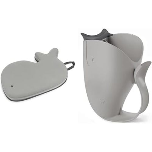 Skip Hop Moby Bath Kneeler and Baby Bath Rinse Cup Tear-Free Waterfall Grey