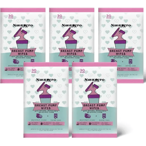 Breast Pump Wipes Quick Clean, Natural Pump Parts Cleaning On The Go, Resealable Manual Pacifier Wipe Breastfeeding Supplies, 30 Count (Pack of 5)