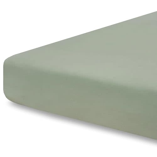 Pobibaby - Single Solid Premium Fitted Baby Crib Sheets for Standard Crib Mattress - Ultra-Soft Cotton Blend, Safe and Snug, and Stylish Solid Crib Sheet (Sage Green)