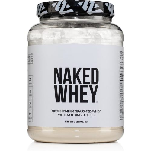 NAKED Whey 2LB 100% Grass Fed Whey Protein Powder - Only 1 Ingredient, Unflavored Whey Protein, NSF Certified, Undenatured, Gluten Free, Soy Free, No GMOs, No Preservatives
