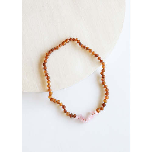 Raw Cognac Baltic Amber + Raw Rose Quartz || Necklace – CanyonLeaf