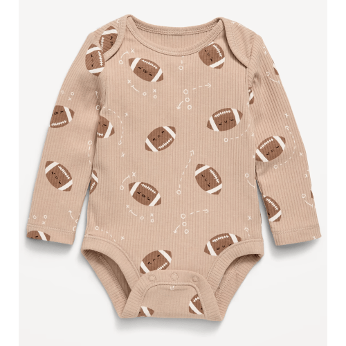 Printed Long-Sleeve Ribbed Bodysuit for Baby