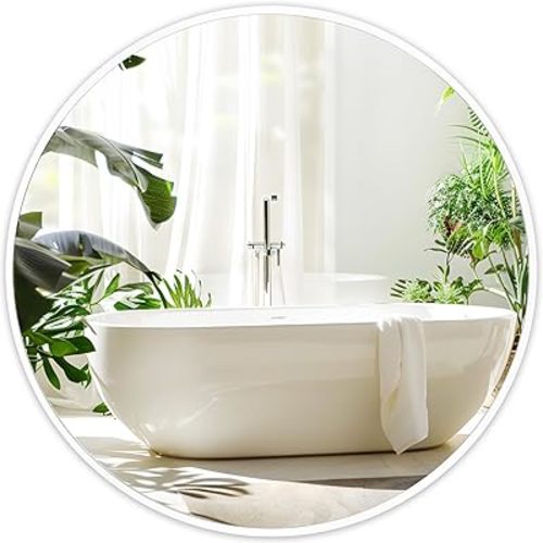 Fabuday White Circle Mirror for Wall 24 inch - Round Mirror for Bathroom, Entryway, Living Room, Hallway, Vanity Decor, Big Matte Metal Frame Mirrors