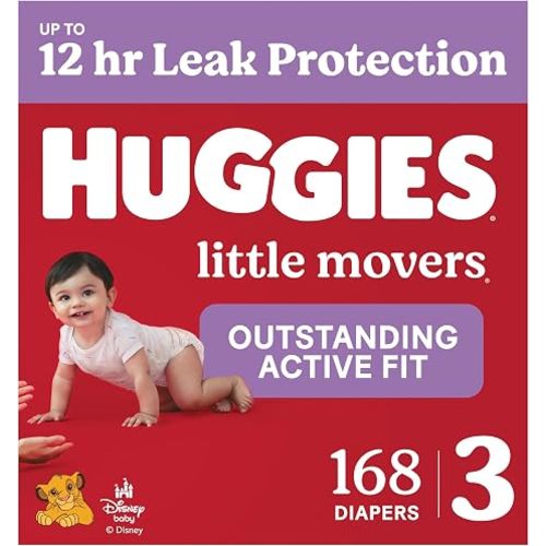 Huggies Little Movers Diapers Size 3, 168 Count (6 Packs of 28)