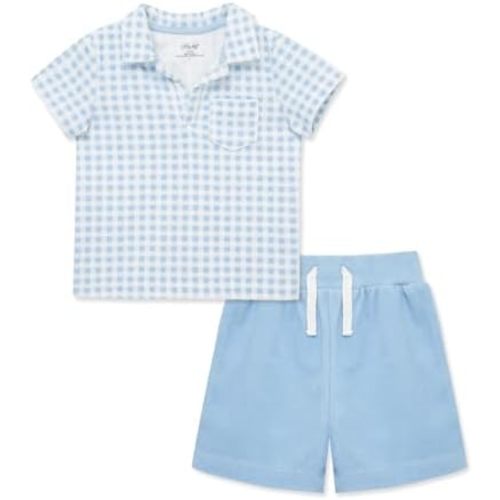 Little Me Clothes for Baby Boys' Terry Short and Polo Shirt Set, 12 Months - 4 Toddler