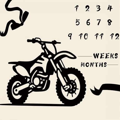 Baby Monthly Milestone Blanket for Boy Newborn Dirt Bike 48x48in | Dirt Bike Photography Background Prop, Soft Swaddle Blanket