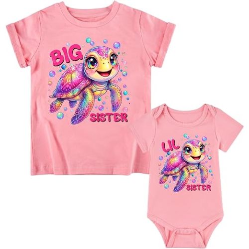 Funnycokid Sibling Matching Outfits Big Brother Sister Toddler T-Shirt Suit