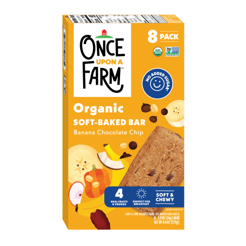 Once Upon a Farm Organic Soft Baked Kids' Snack Bars, Banana Chocolate Chip, 8ct