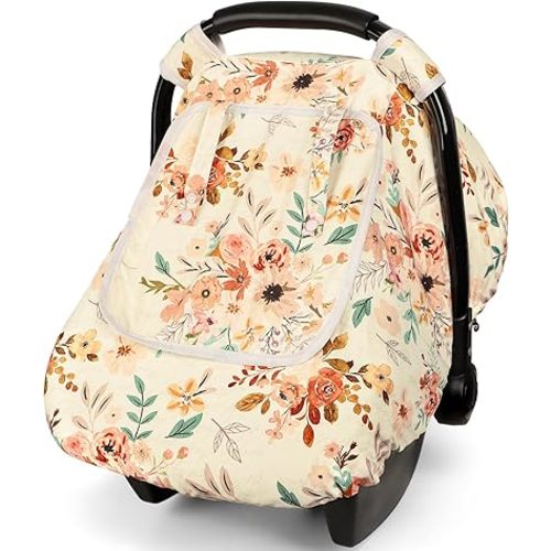 TANOFAR Car Seat Cover Baby, Winter Carseat Cover for Newborn, Infant Car Seat Cover with Windproof and Kick-Proof, Super Warm Plush Fleece Baby Carrier Cover for Infant Boys Girls (Autumn)