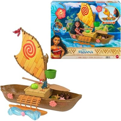 Mattel Disney Moana Ocean Voyager Canoe Floating Boat Playset