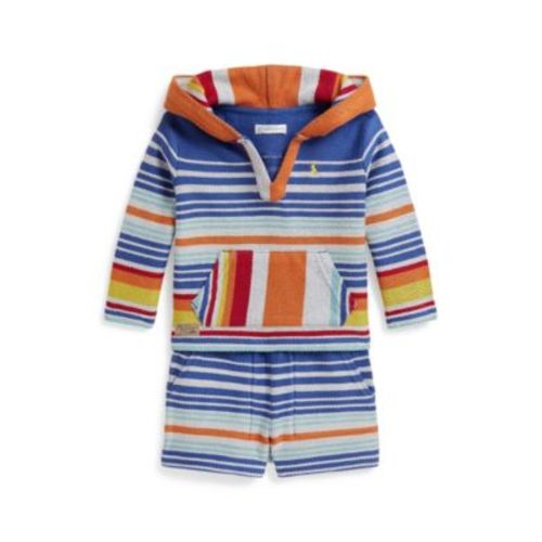 Baby Boys' Striped Long-Sleeve Terry Hoodie and Shorts, 2-Piece Set