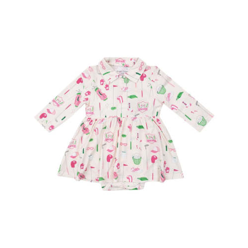 Polo Long Sleeve Bodysuit Dress, Golf Club Pink
