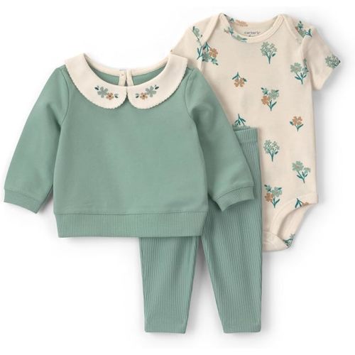 Carter's Baby Girls' 3-piece Bodysuit Pant Sets