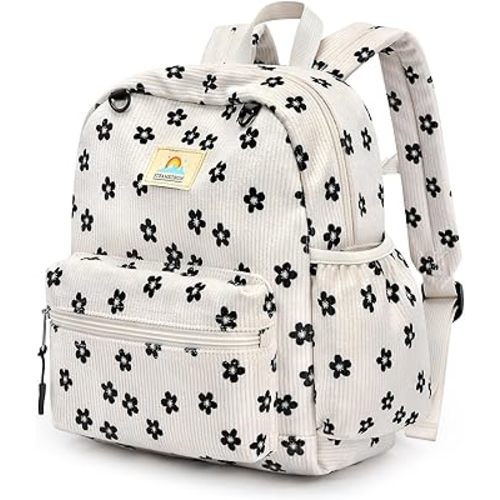 STEAMEDBUN Corduroy Toddler Backpack for Girls 2-4: Kids backpack for Boys Girls - 12 inch Preschool Kindergarten Backpacks - Flower