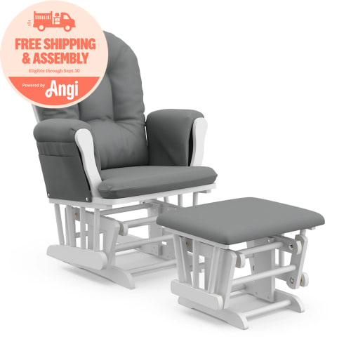 Storkcraft Hoop Infant Nursery Glider and Ottoman, White with Gray