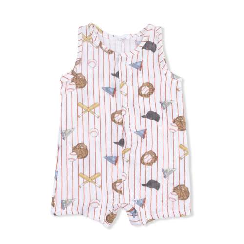 Vintage Baseball Stripe - Sleeveless Shortie Romper – Angel Dear