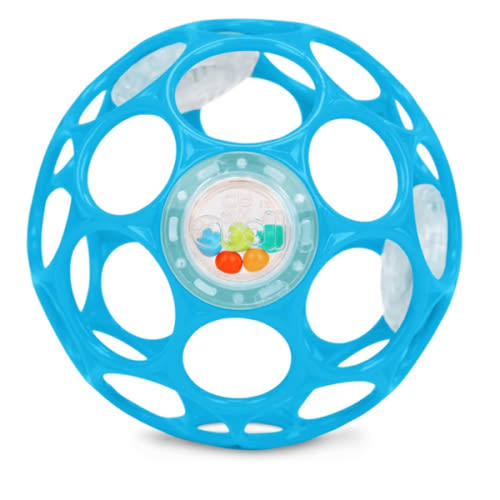 Bright Starts Oball Easy-Grasp Rattle BPA-Free Infant Toy in Blue, Age Newborn and up, 4 Inches