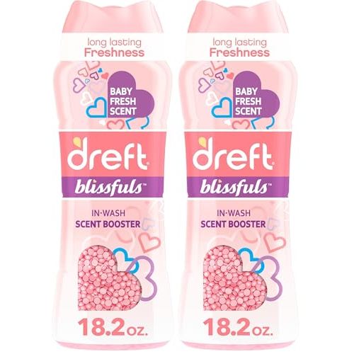 Dreft Blissfuls In-Wash Scent Booster Beads, Baby Fresh Scent, 18.2 oz (Pack of 2)