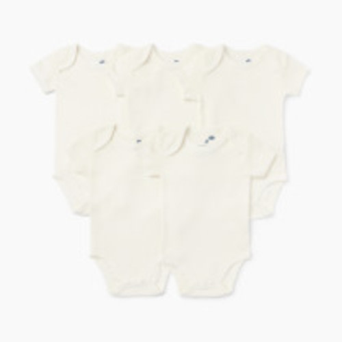 Small Story Short Sleeve Bodysuit Solid (5 Pack) - White, 3-6 M