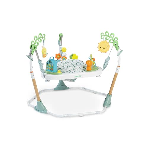 Ingenuity 3-in-1 Baby Jumper and Activity Center with Lights and Sounds – Converts to Toddler Play Table, 4 Adjustable Heights, Wood Legs, Ages 4 Months to 3 Years