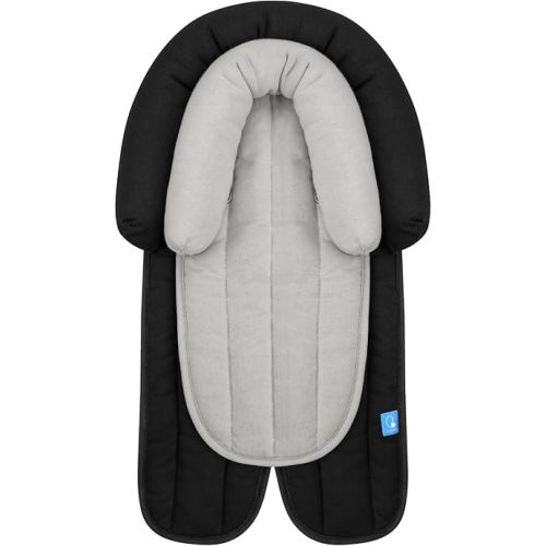 COOLBEBE Upgraded 2-in-1 Car Seat Insert Cushion Pad & Strap Cover for Newborn Infant - Extra Soft Breathable for Carseat, Stroller, Swing, Bouncer (Cotton, Black)