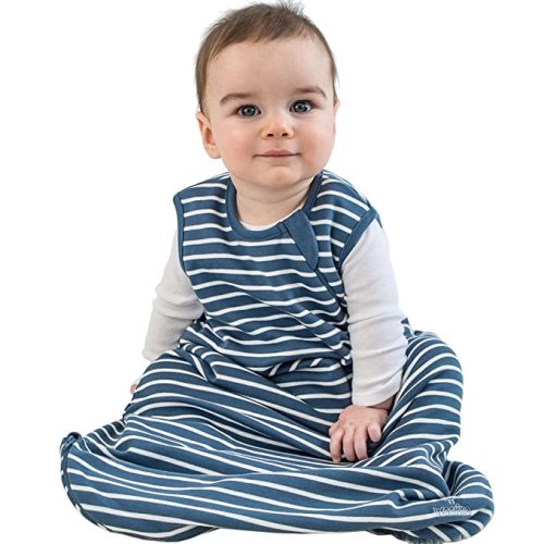 Woolino Merino Wool and Organic Cotton Baby Sleep Bag - 4 Season Classic Sleep Sack - Two-Way Zipper Sleeping Bag for Baby and Toddler - 0-6 Months - Navy Blue