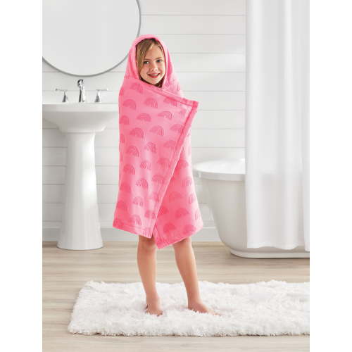 Your Zone Rainbow Cotton Hooded Towel with Hand Pockets for Kids Ages 4-6, Great for Bath Beach Pool