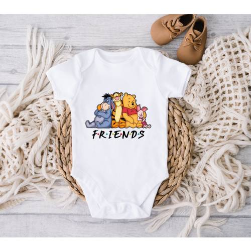 Winnie the Pooh Baby Bodysuit, Friends Style Cute Baby Bodysuit, Winnie the Pooh Toddler Shirt, Baby Shower Gift BB-06-16