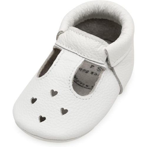 BirdRock Baby Mary Jane Moccasins - Genuine Leather Soft Sole Baby Girl Shoes for Newborns, Infants, Babies, and Toddlers