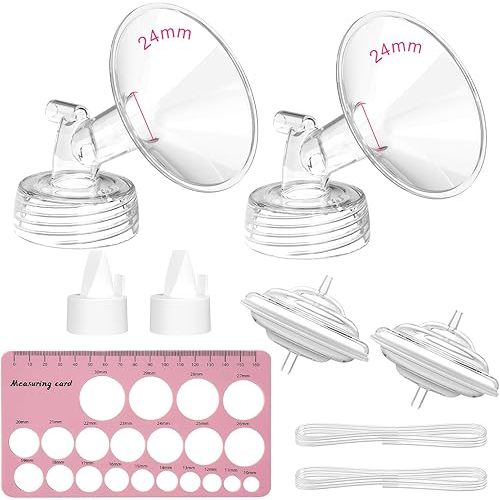 Replacement Pump Parts for Spectra S1/S2/9 Plus/Synergy Gold, Not Original Accessories, 24mm Set Replacements Include Spectra Flange/Duckbill Valve/Backflow Protector/Tubing/Nipple Measure Ruler