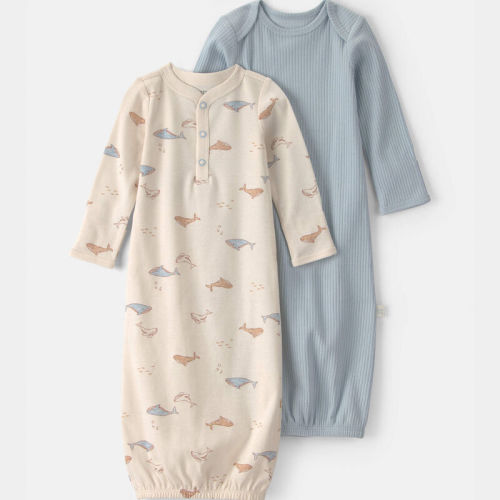 Baby 2-Pack Whale Night Gowns - Blue | Carter’s Oshkosh Canada