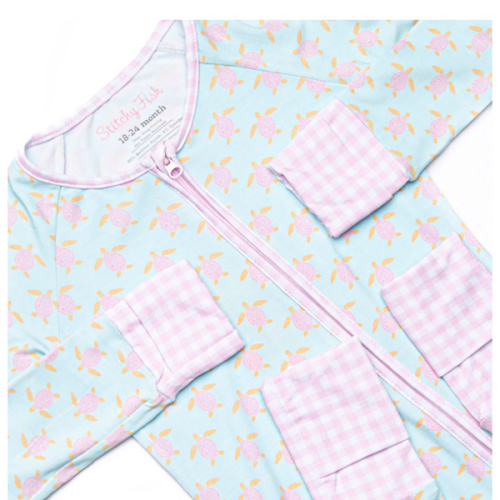 Turquoise Turtles Bamboo Girl Zippy Pajama, Green – Stitchy Fish