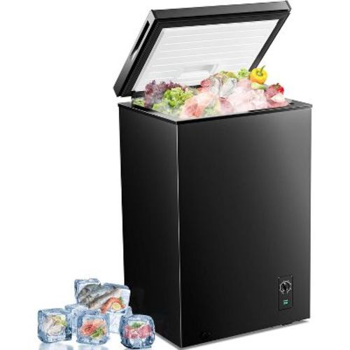 ZAFRO 3.5 Cu.Ft Chest Freezer with Removable Basket and Bottom Defrost Water Drain Freestanding Top Open Door, Deep Freezer , Black