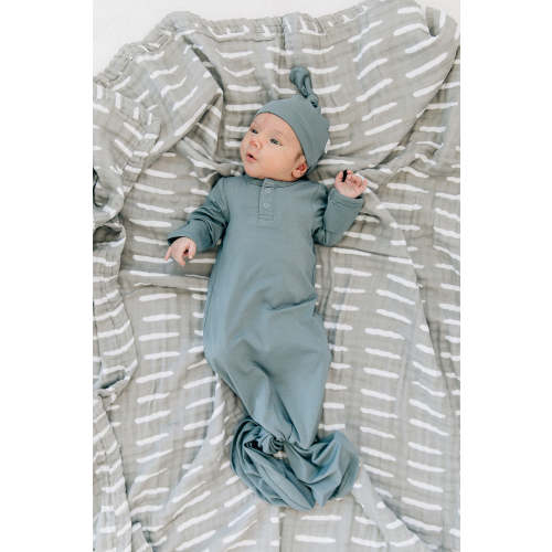 dusty blue bamboo knot gown