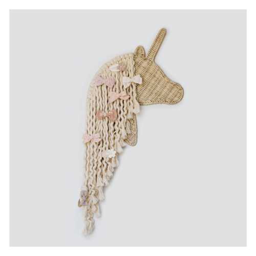 Unicorn Bow Holder For Girls Hair Bows - Boho Bow Holder - Handmade Rattan Macrame Bow Holder - Bow Organizer For Girls Hairbows - Bebe Bask