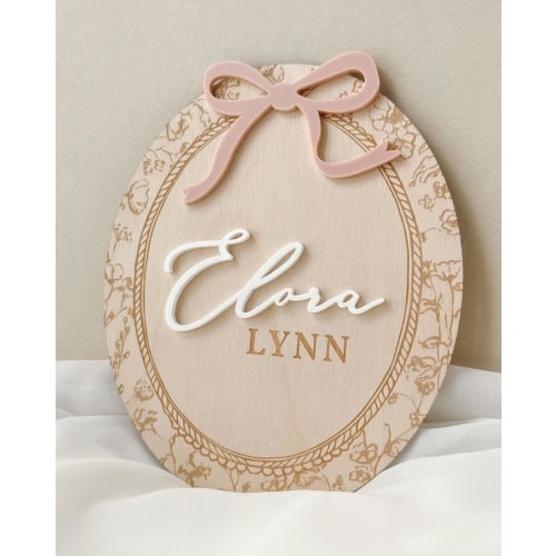 Girl Name Sign for Hospital Name Announcement Sign Newborn Girl Baby Name Plaques Floral Baby Announcement Vintage Name Nursery Decor Girly