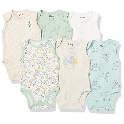 Amazon Essentials Disney | Star Wars | Princess Baby Girls' Sleeveless Bodysuits, Pack of 6