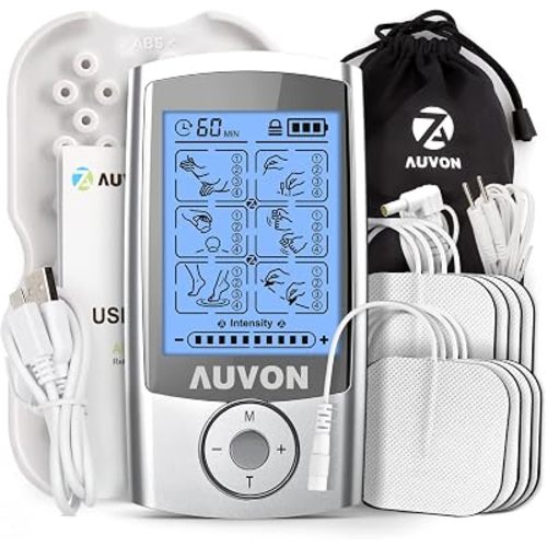 AUVON 24 Modes TENS Unit Muscle Stimulator for Pain Relief, Premium Pads