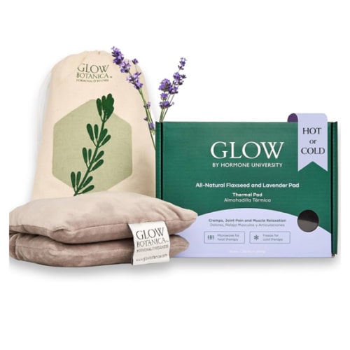 Glow Heating Pad with Flaxseed & Lavender for Hot & Cold Therapy, Microwavable Heat Pad for Back, Neck, Shoulder, Knee, Leg & Menstrual Cramp Relief, Washable & Reusable, One Size Fits All