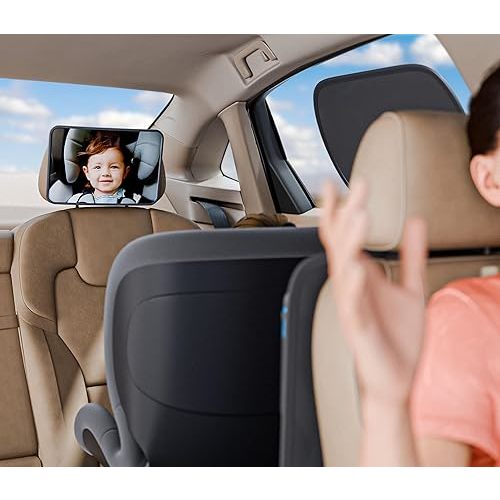 Baby Car Essentials Starter Kit for New Parents w/ 1 Backseat Organizer 2 Window Sun Shades 2 Headrest Hooks 1 Rear Facing CarSeat Mirror – Baby Car Stuff Must Haves & Newborn Essentials