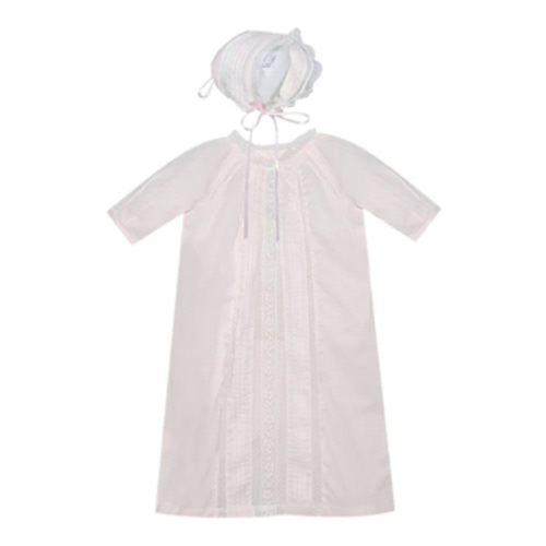 Girls Emmery Daygown with Lace Insertion with Matching Bonnet