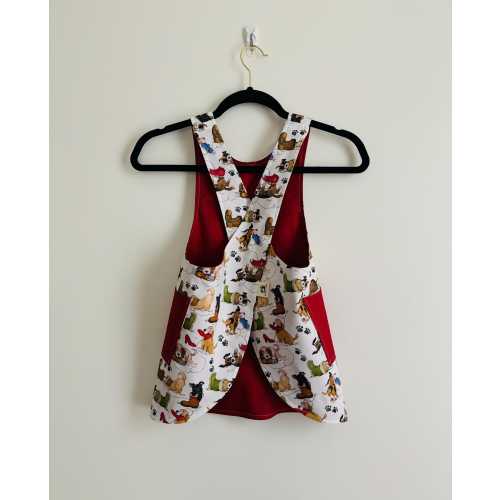 Child's Puppies Apron: Cross-Back Cotton Smock Small (3-5)