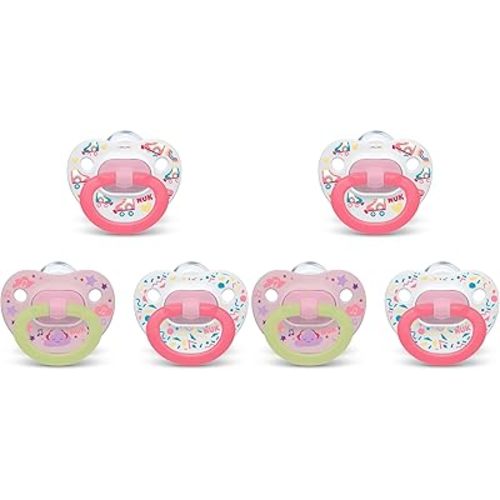 NUK Orthodontic Pacifier Value Pack, Girl, 6-18 Months,3 Count (Pack of 2)
