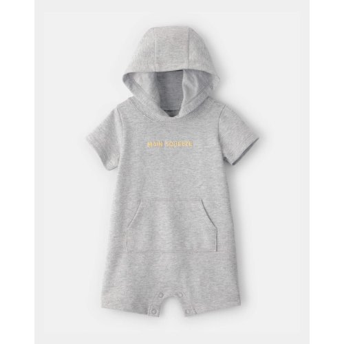Baby Boy 'Main Squeeze' Short-Sleeve Hooded Romper - Grey | Carter's