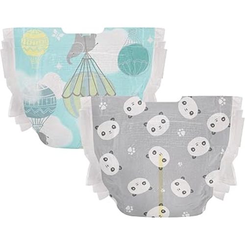 The Honest Company Comfort Dry Disposable Diapers Plant-Based Sustainable Above It All and Pandas Club Box Size Newborn 76 Count