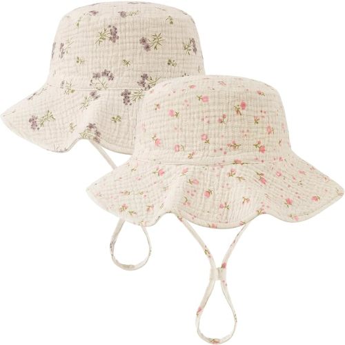 Muslin Baby Sun Hat Sun Protection Baby Toddler Bucket Hat with Wide Brim Beach Hats for Boys Girls